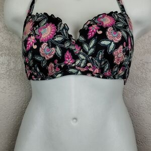 SHADE & SHORE (38C  Bikini Top Underwire Padded‎ Bra BLACK PINK GREEN Halter Tie
